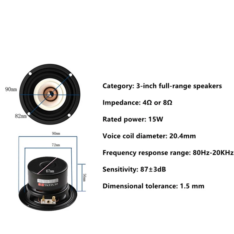 3 дюймовый Высокочастотный динамик HiFi 2 шт./лот полный диапазон частот блок