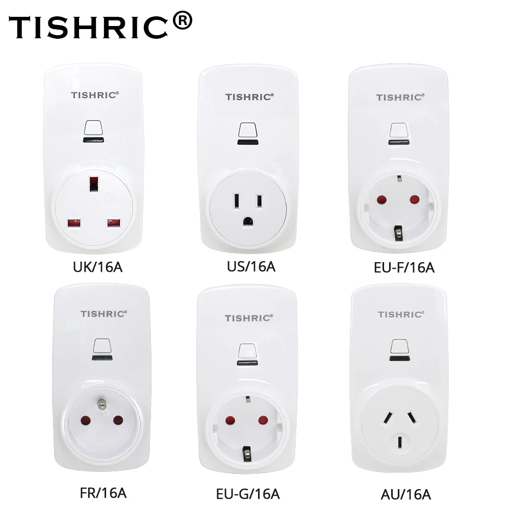 

TISHRIC T30 Smart WIFI Plug Smart/WIFI Socket Outlet EU/AU/FR/UK/US Euro Adapter 16A/220V Remote Control with Google Home/Alexa