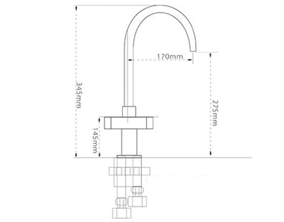 Modern Style High Arc Square Brass Kitchen Faucet In Chrome