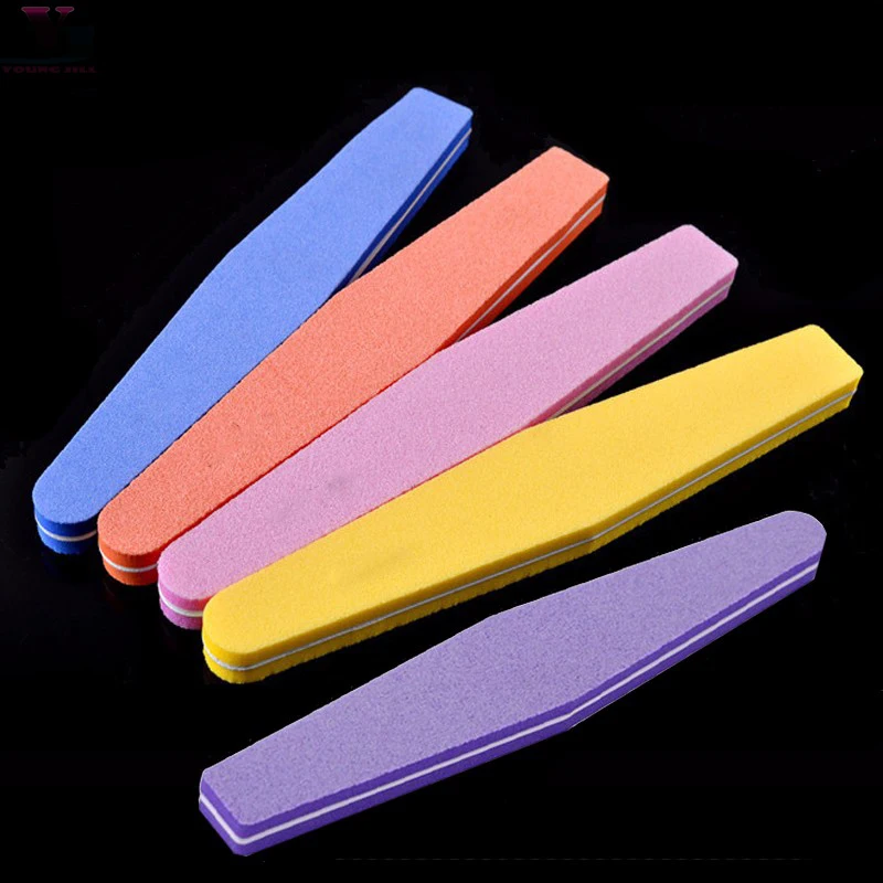 

2pcs Nail File Buffer Buffing Block 100/180 Professional Nail Files Slim Thick Diamond Spong Soft Nailfile Mix Color lime ongles