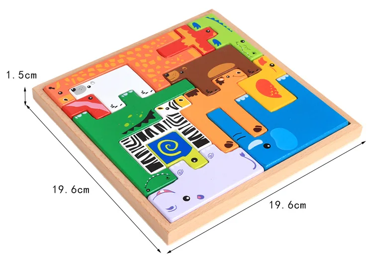 Logwood цвет 13 шт. детские деревянные животные 3d головоломки для детей обучения Монтессори развивающие игрушки отличный подарок