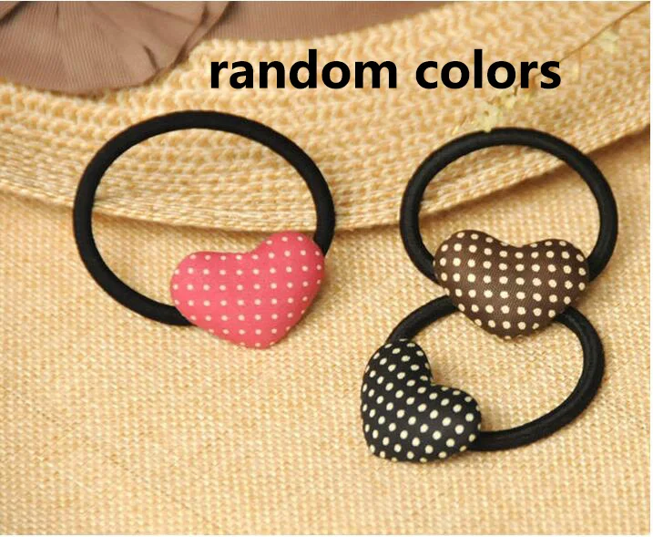 heart dot 12 шт., эластичные резинки для волос с косичками, хлопковые клетчатые обручи с цветами, повязка на голову, резинки для волос с сердечками, аксессуары для волос для девочек - Цвет: heart dot