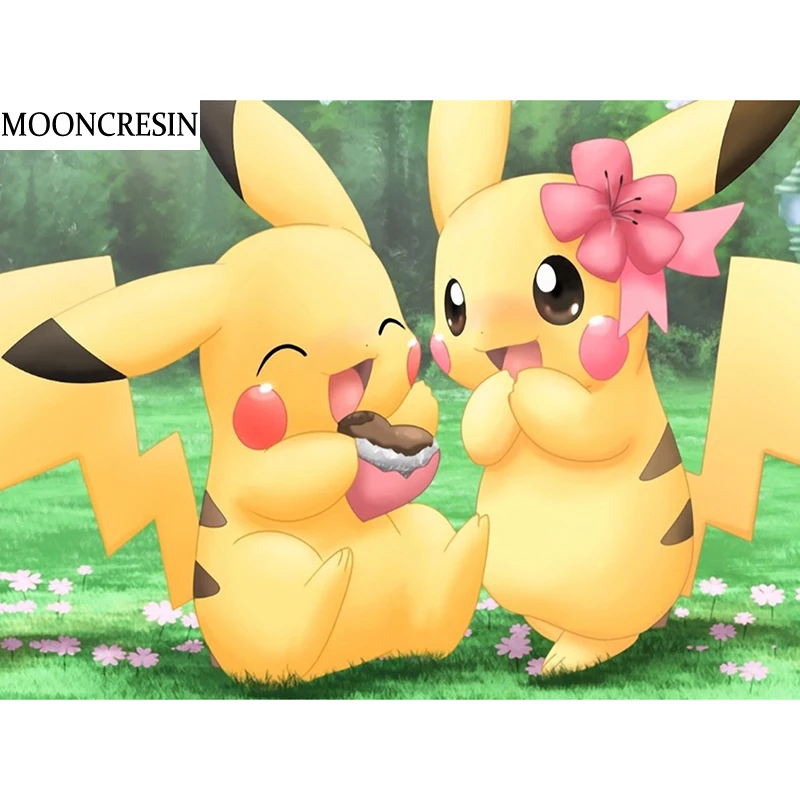 

Cartoon 5D Diy Diamond Painting Full Drill Resin Pikachu Of Rhinestone Embroidery Diamond Mosaic Picture Living Room Decoration