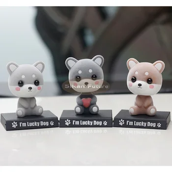 

New creative penguin puppy cartoon shaking head interior dashboard decorative mobile phone bracketnumber plate