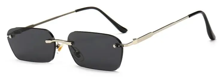 Крошечные прямоугольные солнцезащитные очки темно-красные маленькие квадратные оправы Солнцезащитные очки винтажные очки без оправы для женщин тонированные цветные солнечные очки UV400 - Цвет линз: C2 silver gray