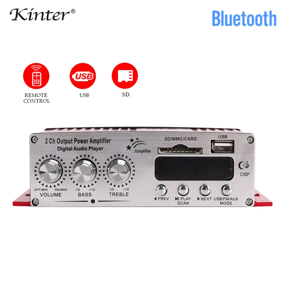 Kinter MA 120 для bluetooth усилитель аудио 2 канала управления бас Hifi стерео звук динамика
