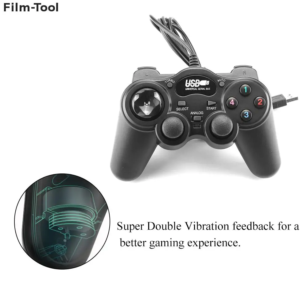 Проводной геймпад джойстик USB2.0 Shock Joypad игровой контроллер для ПК ноутбука