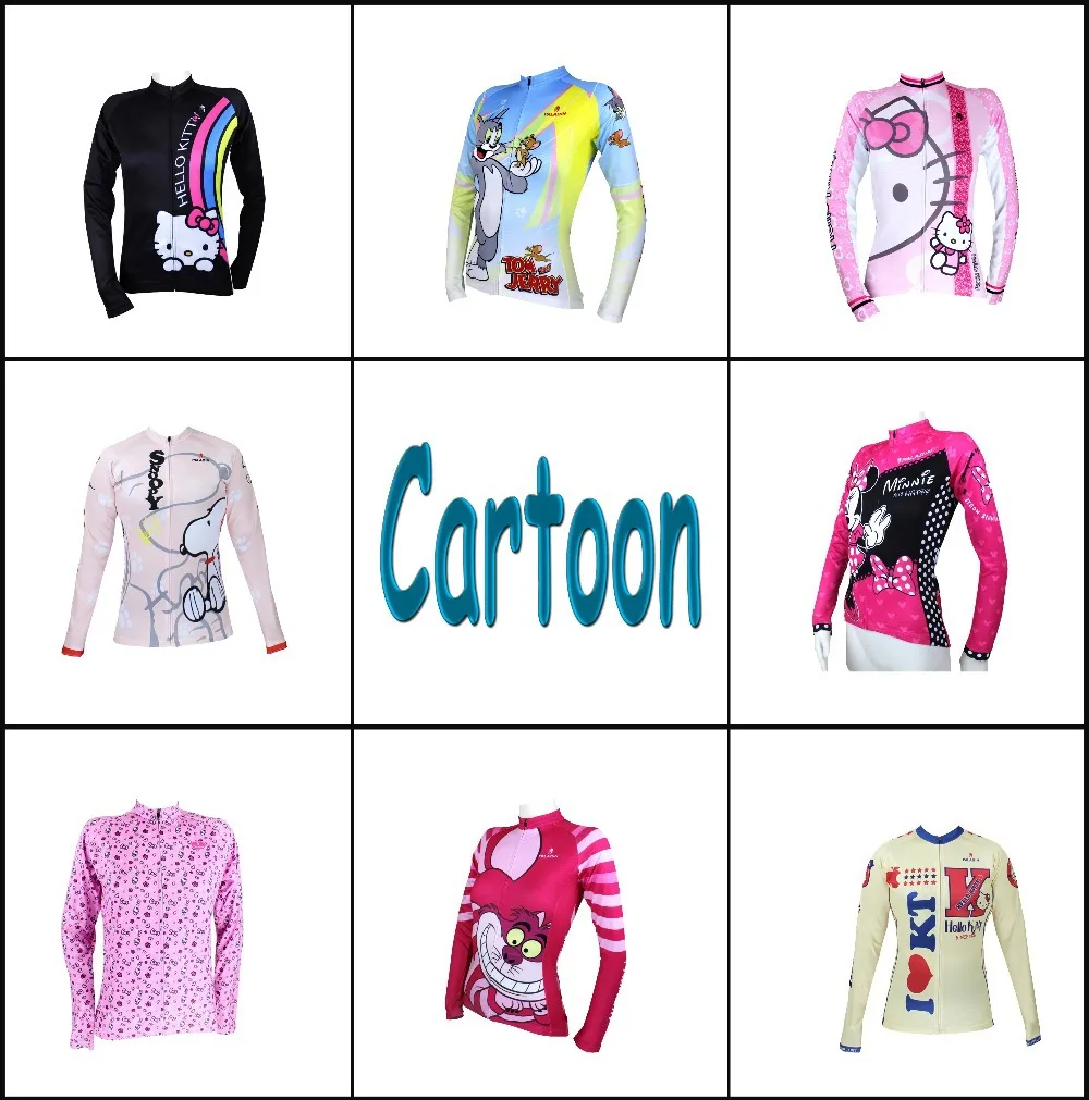 Wanita Baru Kartun Komik Merah Muda Hello Kitty Bersepeda Jersey