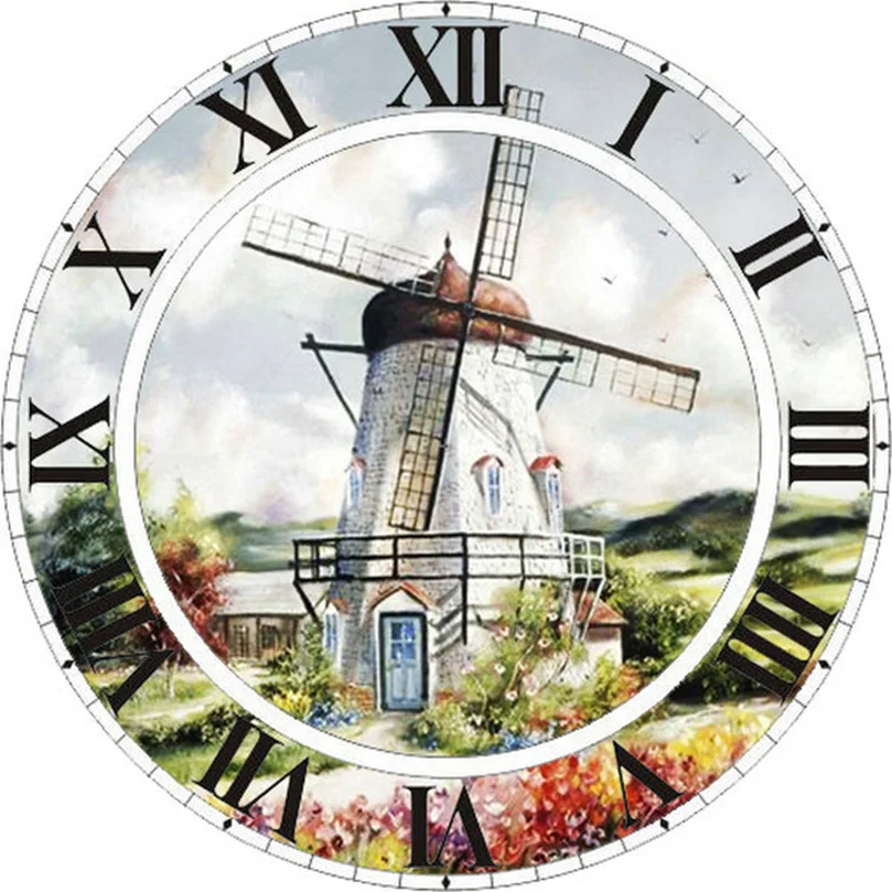 5D Diamonds Embroidery Diamond Mosaic Netherlands Windmill &amp clock Round Painting Cross Stitch Kits Home Decor YF023 |