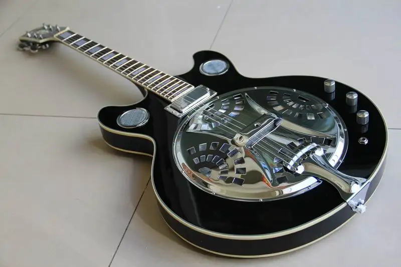

New Arrival Cnbald Dobro Resonator Steel Electric Guitar With Chrome Hardware In black 110921