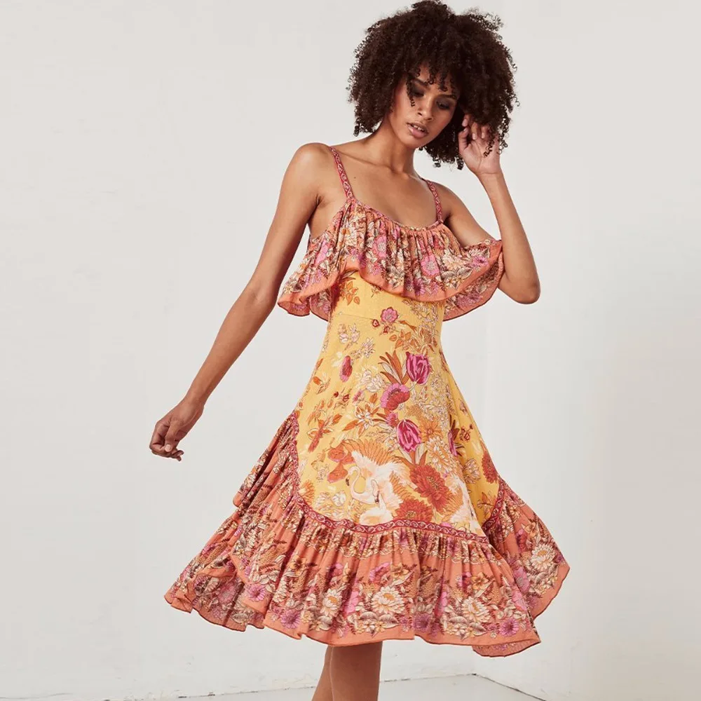 

Pirate Curiosity 2018 Summer Beach Floral Print Women Dresses For Women Chiffon Dress Summer High Low Hem Boho Sexy Mini Dresses