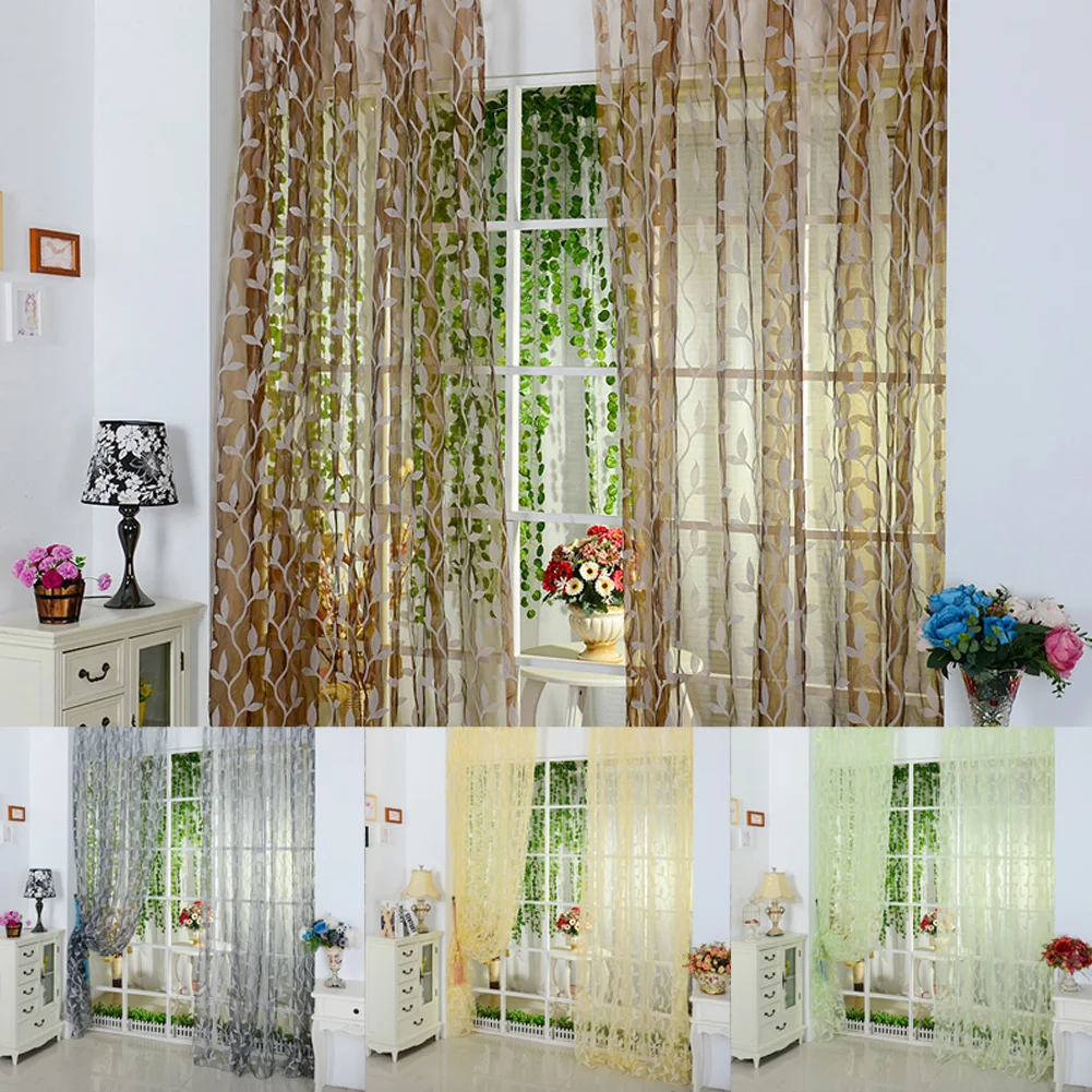 Шторы с листьями для спальни гостиной кухни|panel drapes|curtains sheerssheer panel |