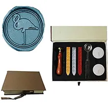 Mdlg Винтаж Симпатичные Фламинго индивидуальный логотип свадебные приглашения Воск уплотнительное штамп палку ложка Box Set Комплект(коробка комплект