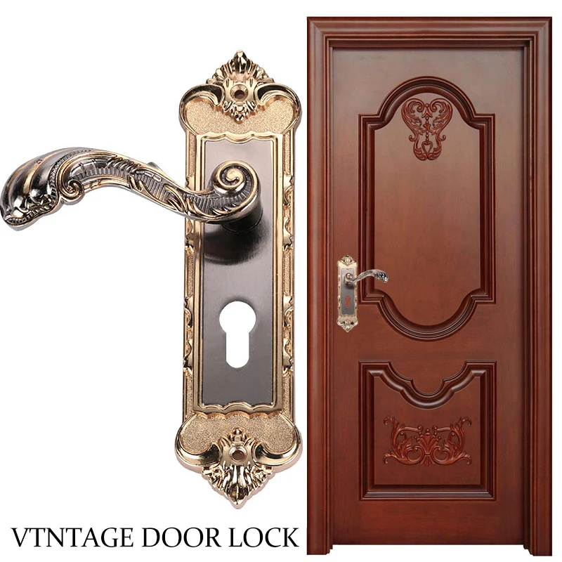 

Colour Aluminum Alloy Doorknob Indoor Door Lock Home Furnishing Retro Bedroom Kitchen Furniture Wooden Doors