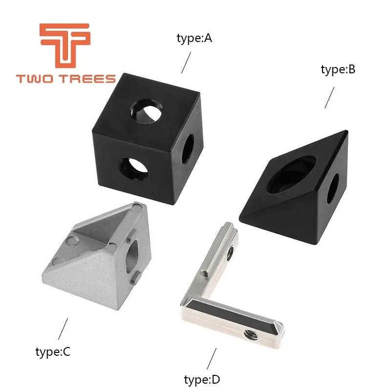 

4pcs 3D Printer 2020 Aluminum Block Cube prism connector wheel regulator cube corner V-slot three way corner bracket corner