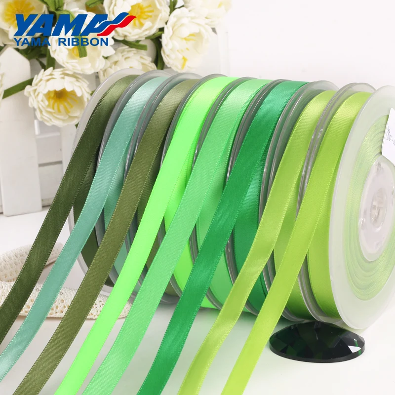 YAMA 25 28 32 38 mm 100yards/lot Double Face Satin Ribbon Light and Dark Green for Party Wedding Decoration Handmade Rose Flower satin ribbons ribbon supplies satin ribbon
