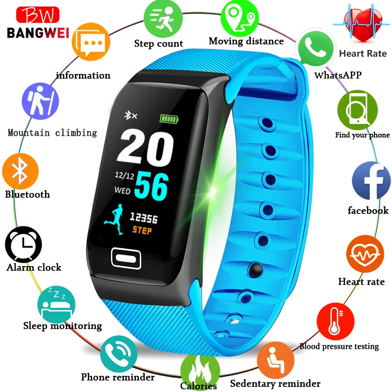 BANGWEI Smart Watch Men Women Fitness Wristband Pedometer sport mode waterproof watch Heart rate monitor Smart watch For Android