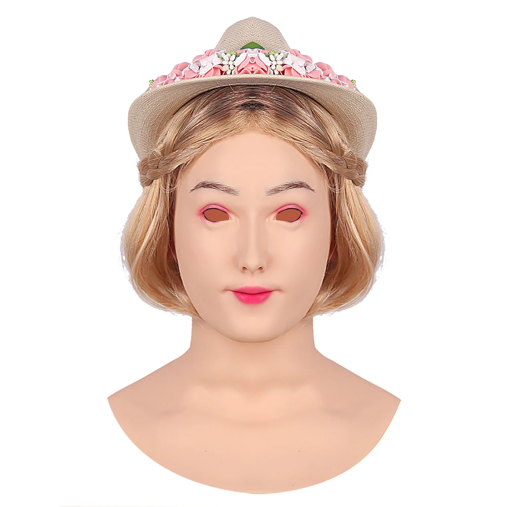 

KOOMIHO Asian Woman Soft Silicone Crossdress Cosplay Mask Female Head Mask Handmade Makeup Transgender Mask Drag Queen 3G