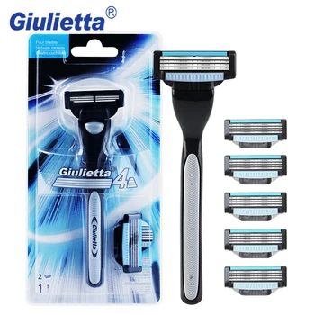

Giulietta 2018 Manual Shaving Razor For Men 7pcs / set 1 Handle & 6 Blades 4 Layer Stainless Steel Blade Face Care Shave Razors