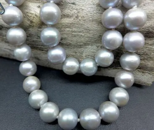 

22''AAA 9-10MM SOUTH SEA GRAY GENUINE PEARL NECKLACE 925silver