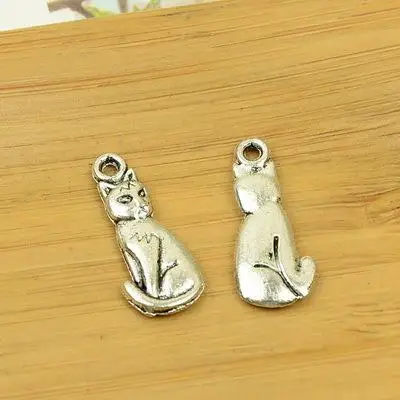 

free shipping 100pcs/lot A4708 antique silver cat shape alloy charm pendant fit jewelry making 23x11mm wholesale