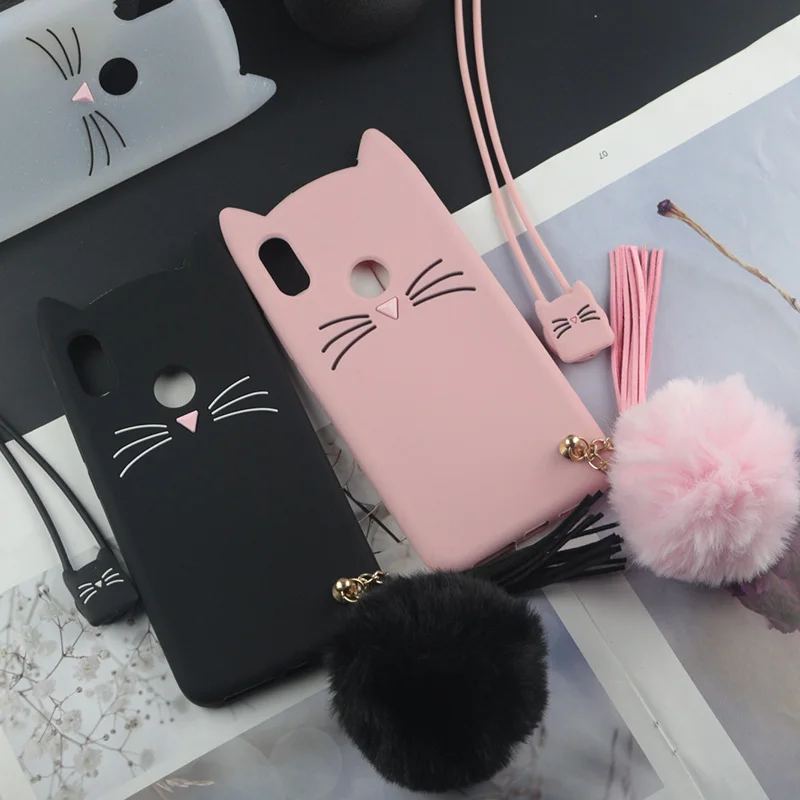 

Cute 3D Cartoon Silicon Case for Xiaomi Redmi 7 Pro Hongmi 7 Cases Japan Glitter Beard Cat Lovely Ears Kitty Phone Cover