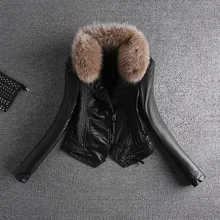 Реальные Chaquetas De Cuero Mujer Chic из искусственной кожи воды куртка хлопковая стеганая утолщенной воротник съемный Тонкий и пиджаки Топ