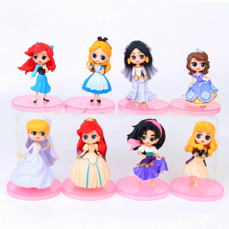 

7CM 8 Pcs/set Princess Sophia Snow White Belle Action Figure PVC Statue Princess Ver Model Toy Gift for Girl Opp Bag H371