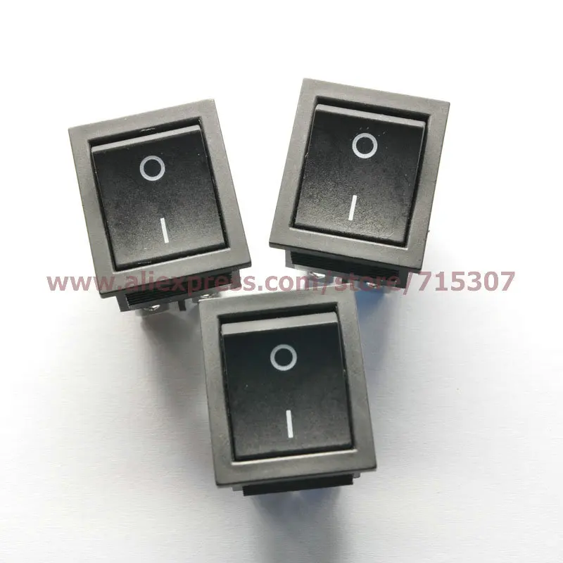 

PHISCALE 10pcs/lot 6 Pin 16A 250V Black Button Rocker Switch KCD4-202 KCD2 On - Off Rocker Power Switches