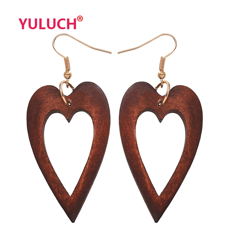 

YULUCH Log Handmade African Pop Jewelry for Wooden Skull Hollow Drop Earrings Fashion Women Luxury National Gifts