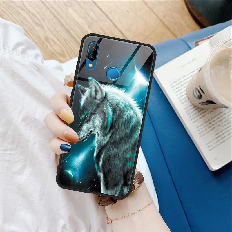 Wolf Fox Tiger Deer Cat Tempered Glass Case For Huawei Honor 20 Pro 8X View Note 10 9 P20 P30 Pro Lite P Smart Y6 Y9 Cover - Цвет: lxlang