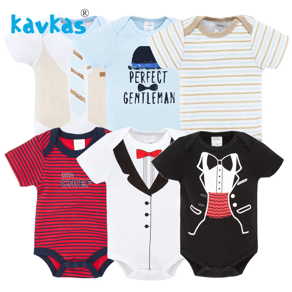 Детские боди из хлопка Kavkas 6 шт. цельный летний комплект одежды с коротким рукавом