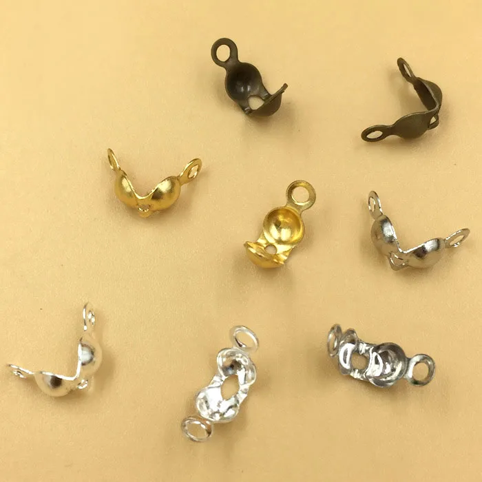 Buy 4mm Side Fold Crimp Bead End Tips with Double Loop