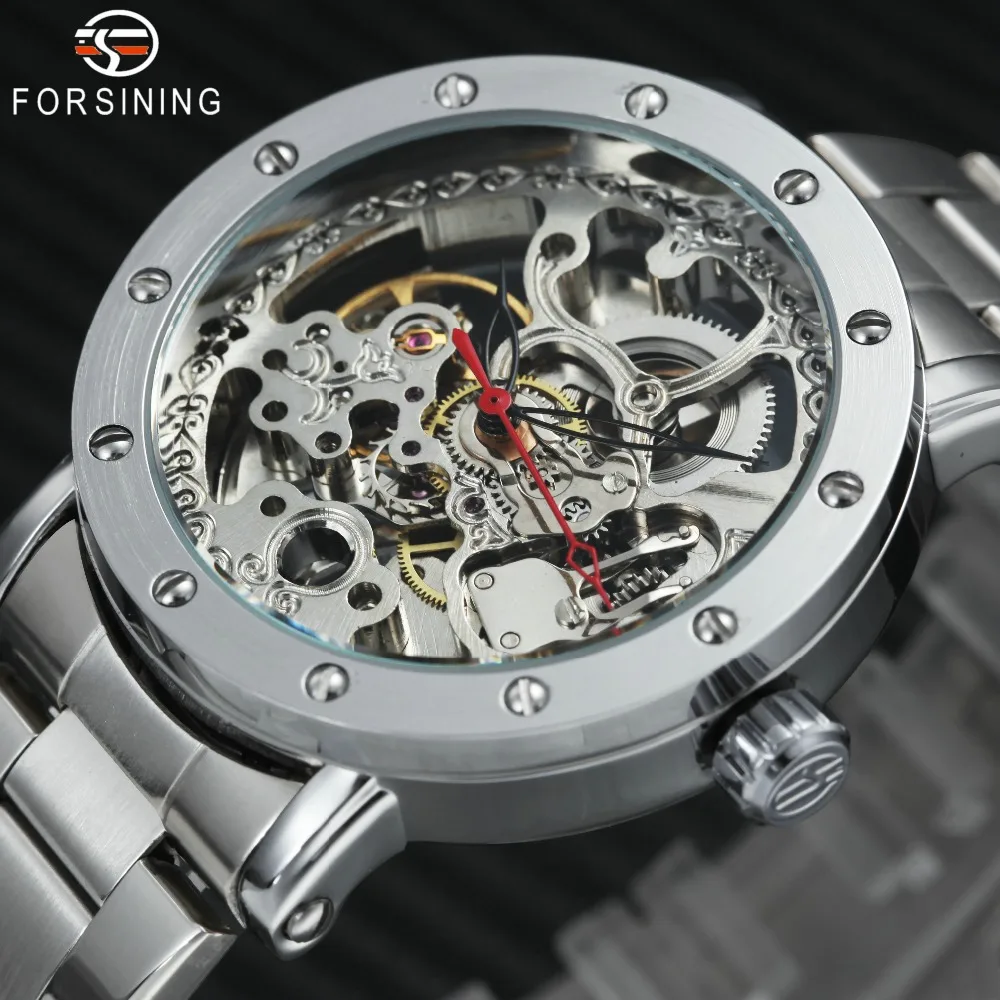 2018 FORSINING Steampunk Fashion Auto Mechanical Watch Men Stainless Steel Strap Skeleton Dial Top Brand Luxury Wrist Watches 2018 FORSINING Steampunk Fashion Auto Mechanical Watch Men Stainless Steel Strap Skeleton Dial Top Brand Luxury Wrist Watches