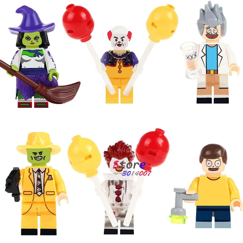 

Single Witch the Mask Magical Comedy TV Cahracter Halloween Pennywise Joker Rick Morty building blocks bricks toys for children