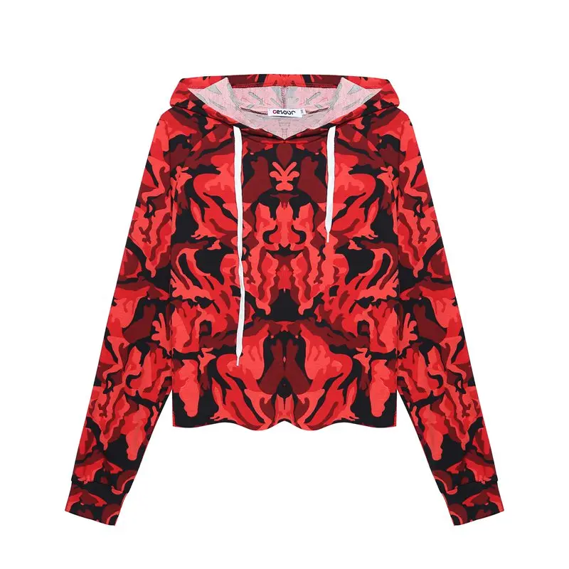 

Women Camouflage Printed Crop Top Hoodies Sweatshirts Women 2018 Spring Autumn Long Sleeve Streetwear Harajuku Cropped Pullover