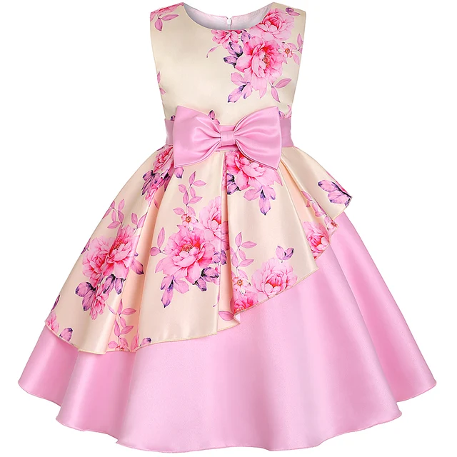 Baby Kids Flower Pretty Birthday Dresses Children Clothing Toddler Wedding Princess Dress Eveving Party Costume Clothes With Bow 3