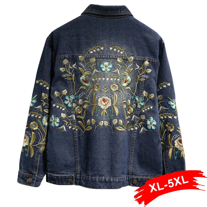 Goede Plus Size Bloemen Borduren Korte Jas Jas 3XL 4XL 5XL Lente Zomer Vrouwen Uitloper Fashion Chic Bomber Denim Jassen