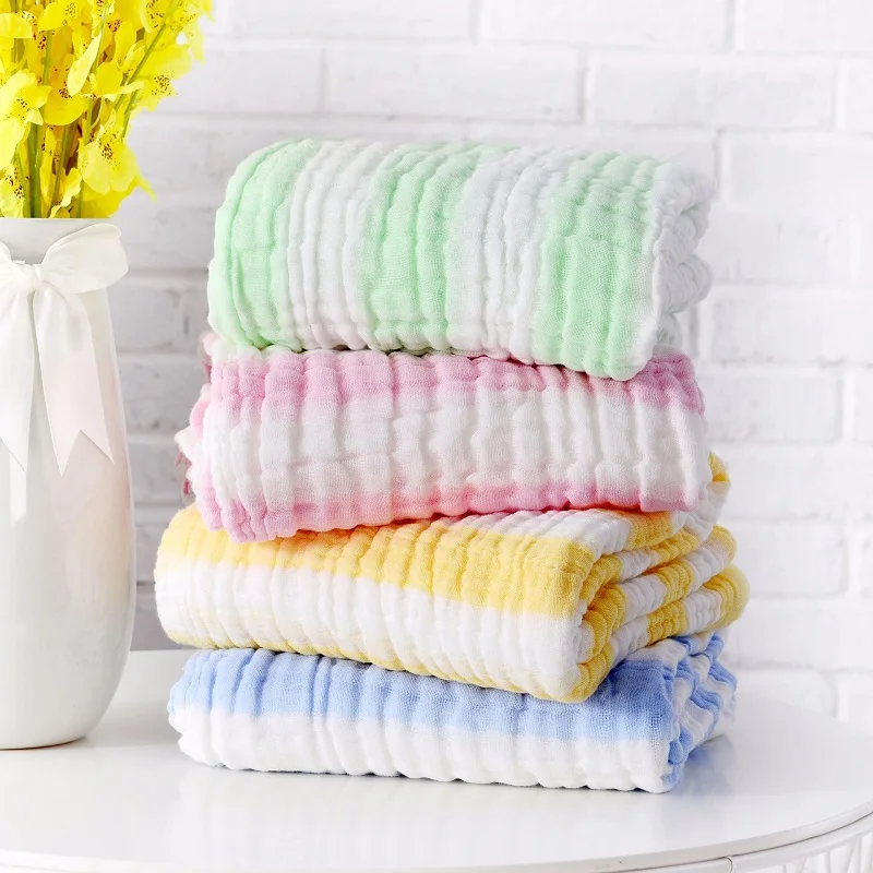 

Six layers 110CM*110CM Muslin Baby Blanket Swaddlet 100% Cotton Yarn-dyed Corrugate Newborn Soft Blankets Bedding Bath Towels