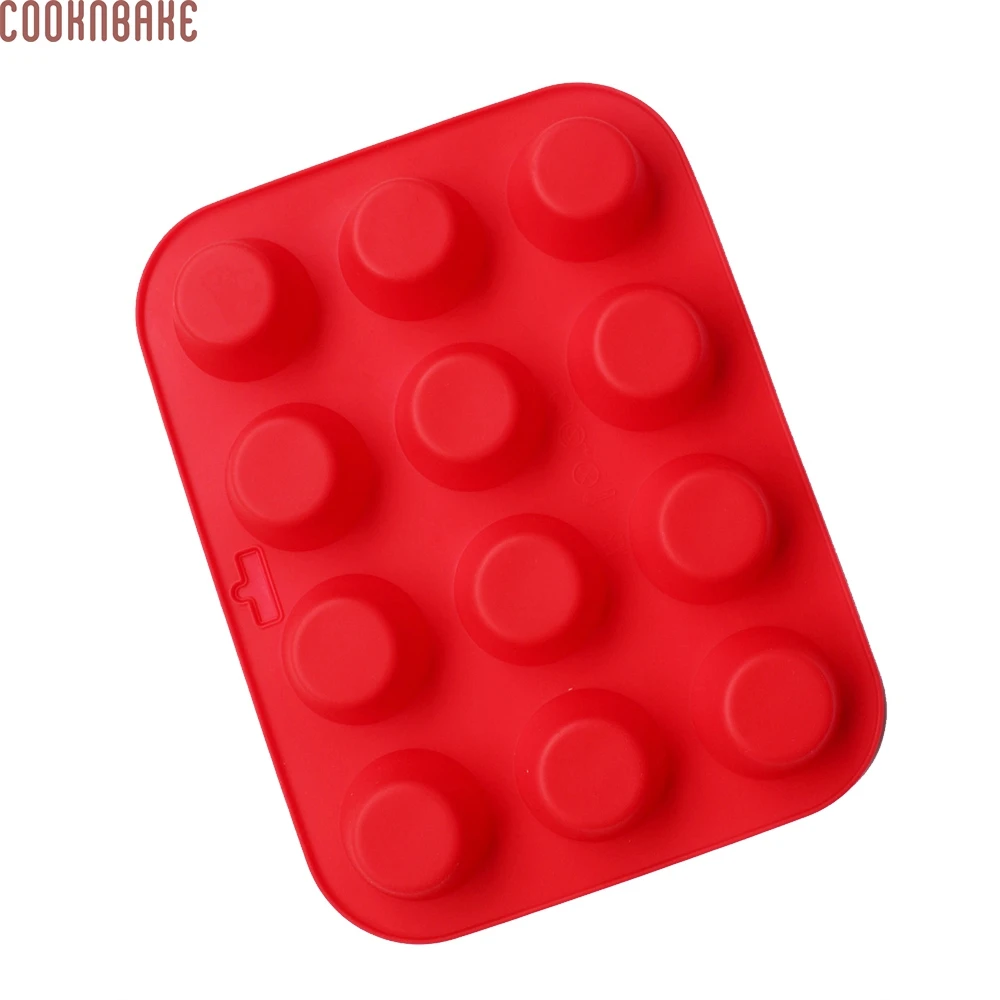 

COOKNBAKE DIY Silicone Cake Mold 12 Round Silicone Muffin Cupcake Mold Jello Pudding Heat Resistant CDSM-152