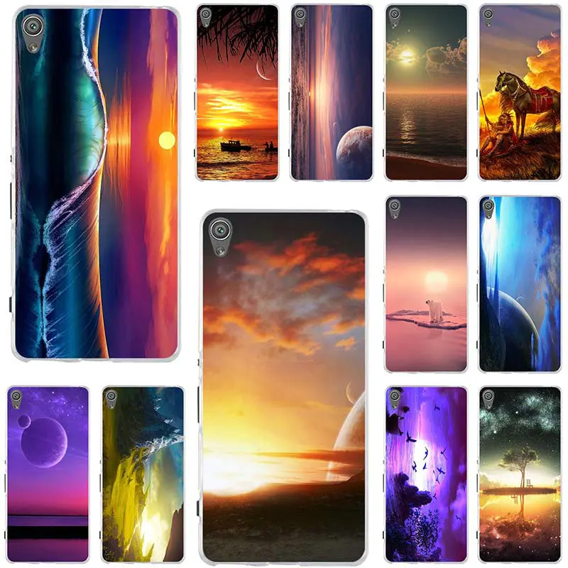 Фантазия закат пейзаж Мягкий силиконовый чехол для телефона sony Xperia Z (Сони