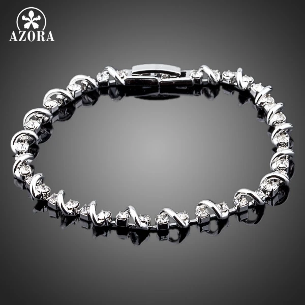 

AZORA Fashion design from Rome AAA+ Cubic Zirconia Stones Paved Bracelet TS0041