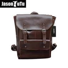 JASON TUTU hombres mochila mochila de viaje de gran tamaño de cuero de la vendimia bolsa de ordenador portátil informal mochila mochilas escolares para las niñas adolescentes B145