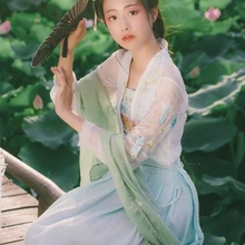 Костюмы для народных танцев hanfu костюм Хана династии Вышивка Одежда Древний китайский hanfu Платье женское tang traje Чино платье
