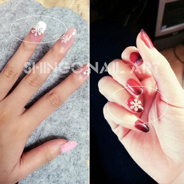 10 шт. новые рождественские изделия Сплав стикеры 3D на ногти nail Art Белый/Золотая Снежинка гель для ногтей с блестками Инструменты ногтей DIY Украшение из горного хрусталя