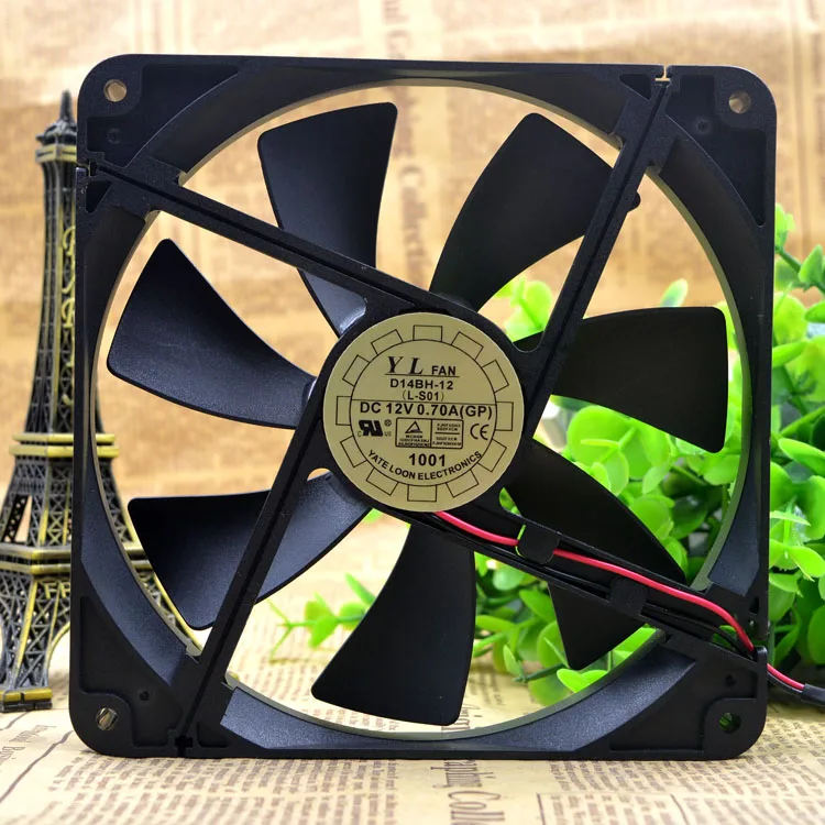 14cm 14025 Power Supply Fan D14bh12 Silent Cooling Fan 2wire 140mm*140mm*25mm 12v 0.75a Fans