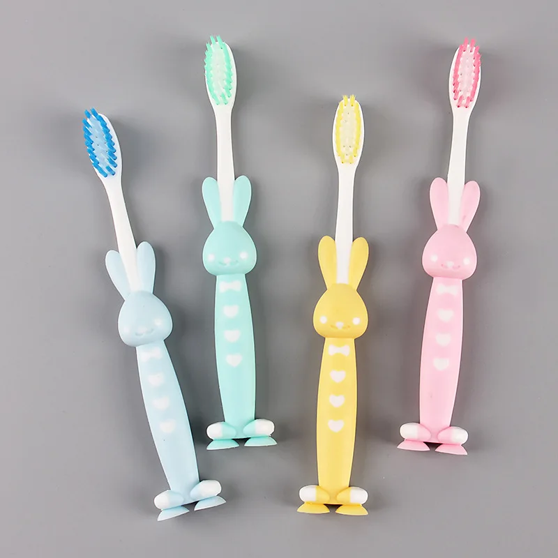 Cute Rabbit Shape Nano Soft Bristle Baby Toothbrush Non Slip Handle Suction Cup Kids Cartoon Toothbrush Cute Rabbit Shape Nano Soft Bristle Baby Toothbrush Non Slip Handle Suction Cup Kids Cartoon Toothbrush