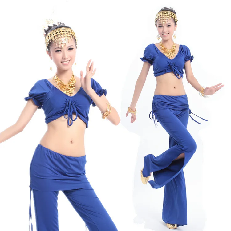 2015 Лидер продаж Производительность Танец живота костюм одежда короткий рукав купальник носить индийские Танцы юбка Брюки для девочек