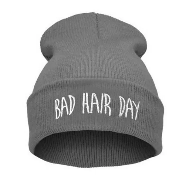 Шапочка Bad Hair Day Beanie шапка женский из смеси хлопка с буквенным принтом вязаная зимняя шапка хип-хоп шапки кепки s дешево - Цвет: 2