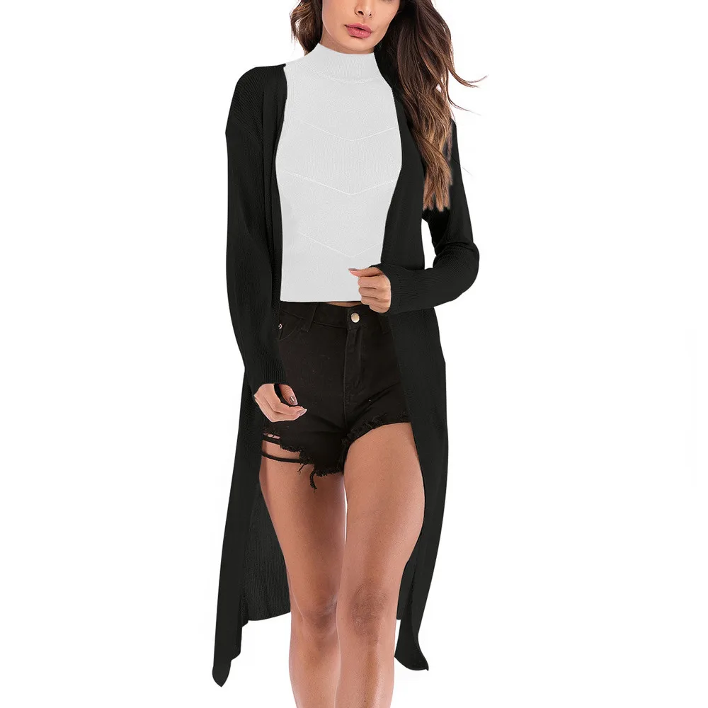 

Women's Knit Cardigan Solid Color Long Sleeve Ladies' Knitted Cardigan With Long Sleeves In Plain Color Outwear Coat Sweater